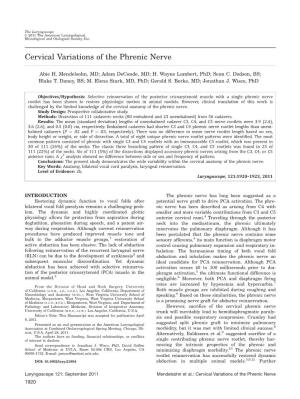 Cervical Variations of the Phrenic Nerve
