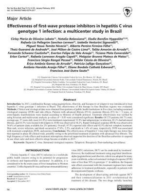 Effectiveness of First-Wave Protease Inhibitors in Hepatitis C Virus Genotype 1 Infection: a Multicenter Study in Brazil