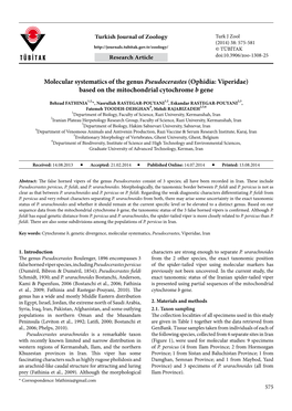 Molecular Systematics of the Genus Pseudocerastes (Ophidia: Viperidae) Based on the Mitochondrial Cytochrome B Gene