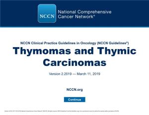 (NCCN Guidelines®) Thymomas and Thymic Carcinomas