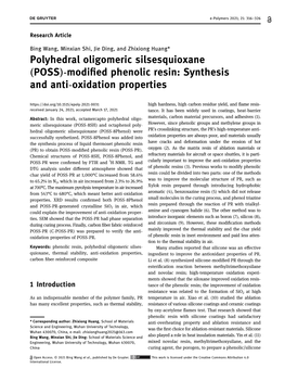 Polyhedral Oligomeric Silsesquioxane (POSS)-Modified Phenolic Resin