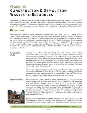 Construction & Demolition Wastes to Resources