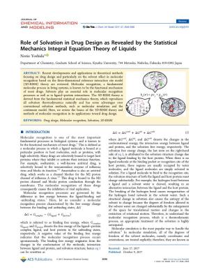 Role of Solvation in Drug Design As Revealed by the Statistical Mechanics Integral Equation Theory of Liquids Norio Yoshida*