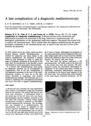 A Late Complication of a Diagnostic Mediastinoscopy