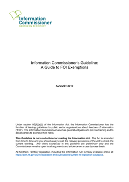 Information Commissioner's Guideline: a Guide to FOI Exemptions