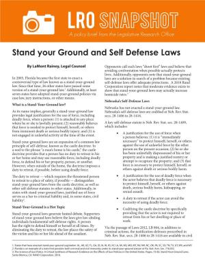 Stand Your Ground and Self Defense Laws