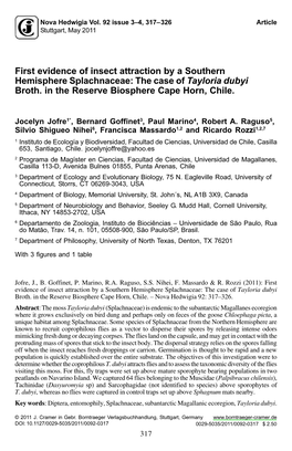 First Evidence of Insect Attraction by a Southern Hemisphere Splachnaceae: the Case of Tayloria Dubyi Broth