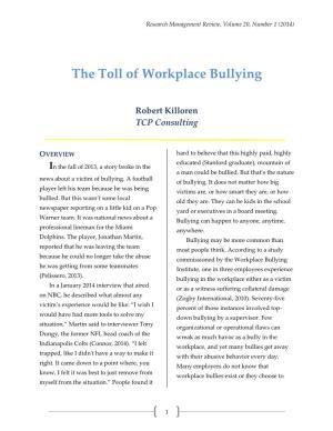 The Toll of Workplace Bullying