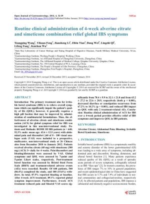 Routine Clinical Administration of 4-Week Alverine Citrate and Simeticone Combination Relief Global IBS Symptoms