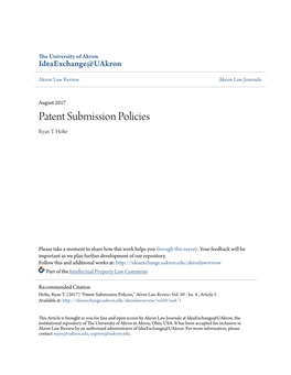 Patent Submission Policies Ryan T