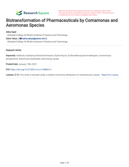 Biotransformation of Pharmaceuticals by Comamonas and Aeromonas Species