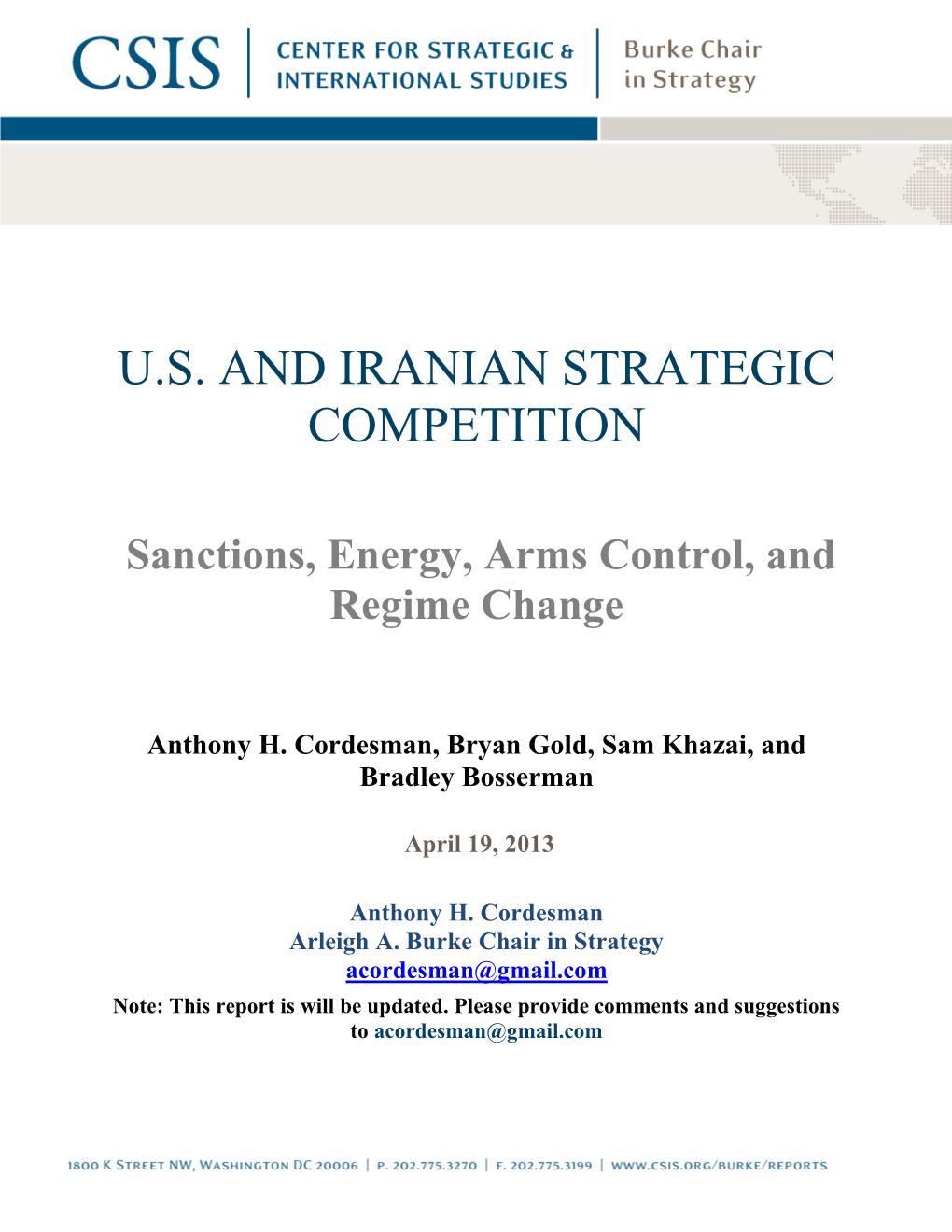 U.S. and Iranian Strategic Competition