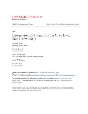 Lessons from an Inventory of the Ames, Iowa, Flora (1859-2000) William R