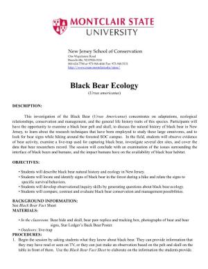 Black Bear Ecology