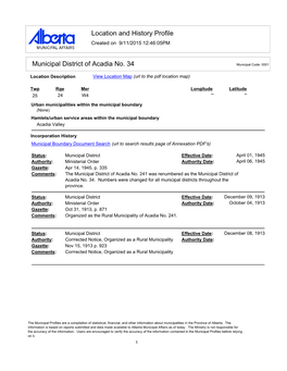 Municipal District Profiles