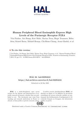 Human Peripheral Blood Eosinophils Express High Levels of The