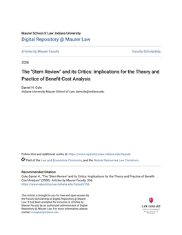 The "Stern Review" and Its Critics: Implications for the Theory and Practice of Benefit-Cost Analysis