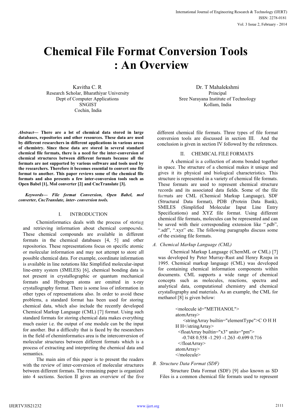 Chemical File Format Conversion Tools : a N Overview