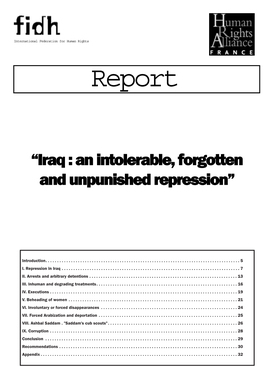 Iraq : an Intolerable, Forgotten and Unpunished Repression”