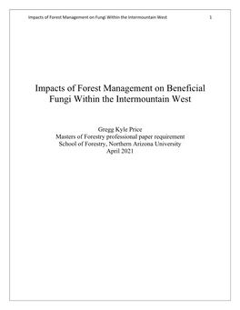 Impacts of Forest Management on Beneficial Fungi Within the Intermountain West