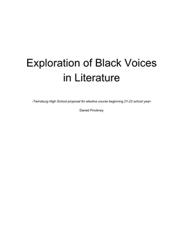 Exploration of Black Voices in Literature