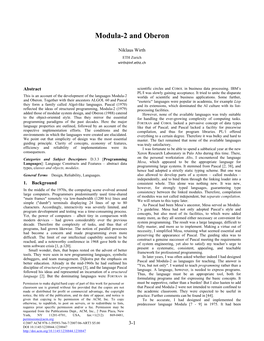 Modula-2 and Oberon