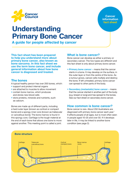Primary Bone Cancer a Guide for People Affected by Cancer