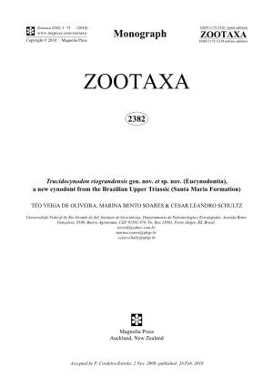 Zootaxa, Trucidocynodon Riograndensis Gen. Nov. Et Sp. Nov