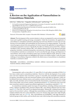 A Review on the Application of Nanocellulose in Cementitious Materials