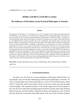 The Influence of Herodotus on the Practical Philosophy of Aristotle