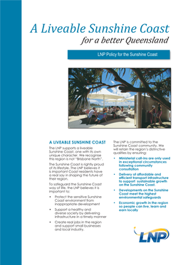 A Liveable Sunshine Coast for a Better Queensland