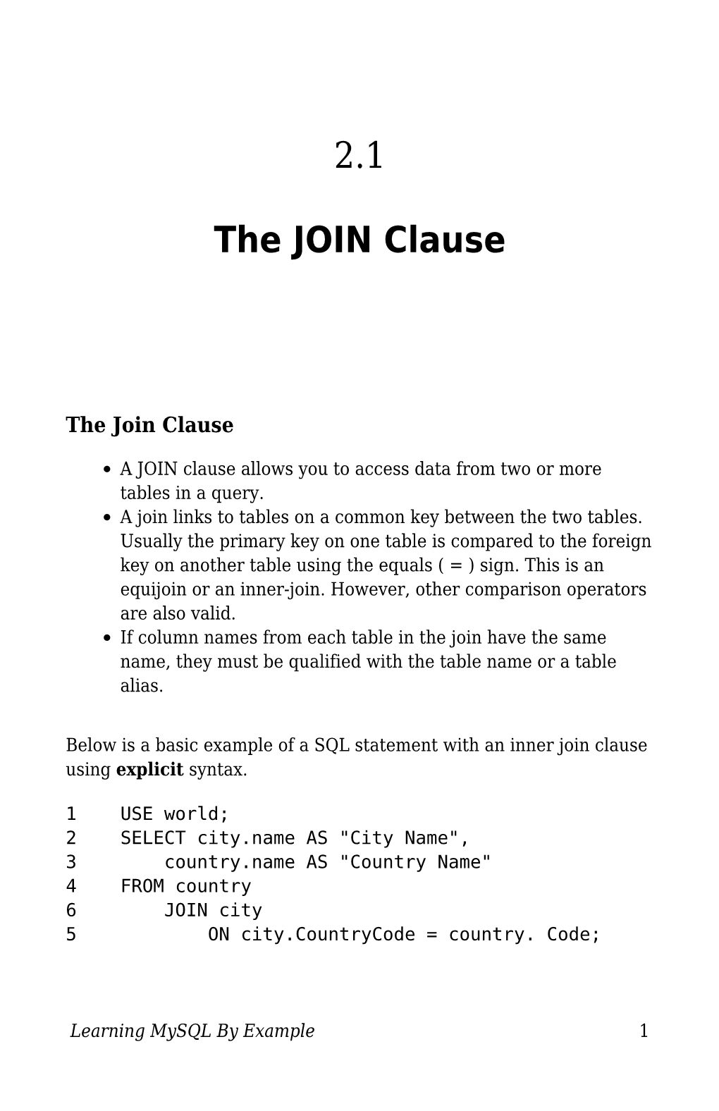 The JOIN Clause