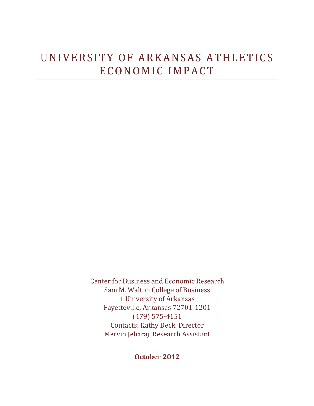 University of Arkansas Athletics Economic Impact