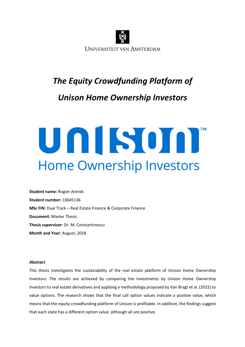 The Equity Crowdfunding Platform of Unison Home Ownership Investors