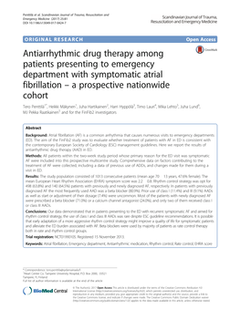 Antiarrhythmic Drug Therapy Among Patients Presenting to Emergency