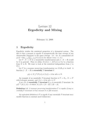 Lecture 12 Ergodicity and Mixing
