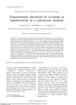 Experimental Alteration of Vivianite to Lepidocrocite in a Calcareous Medium