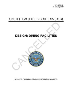 UFC 4-722-01 Design: Dining Facilities