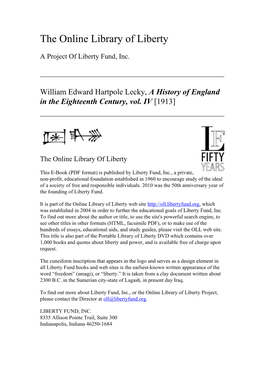 A History of England in the Eighteenth Century, Vol. IV [1913]