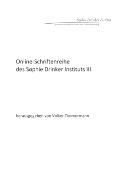 Online-Schriftenreihe Des Sophie Drinker Instituts III