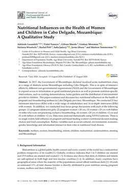Nutritional Influences on the Health of Women and Children in Cabo Delgado, Mozambique: a Qualitative Study