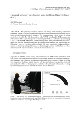 Hardrock Abrasivity Investigation Using the Rock Abrasivity Index (RAI)