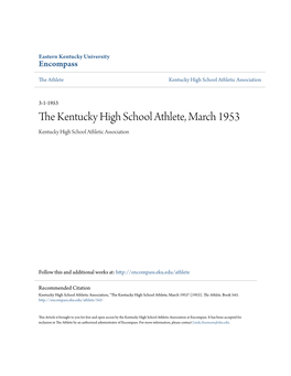 The Kentucky High School Athlete, March 1953 Kentucky High School Athletic Association