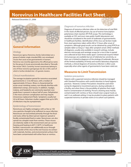 Norovirus in Healthcare Facilities Fact Sheet Released December 21, 2006