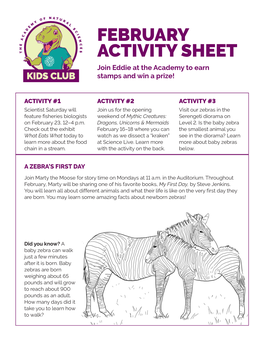 FEBRUARY ACTIVITY SHEET Join Eddie at the Academy to Earn Stamps and Win a Prize!