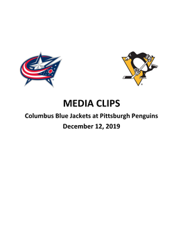 MEDIA CLIPS Columbus Blue Jackets at Pittsburgh Penguins December 12, 2019