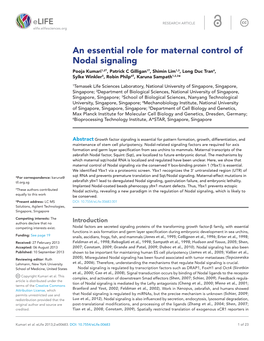 An Essential Role for Maternal Control of Nodal Signaling