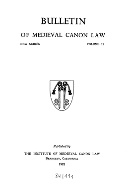 Bulletin of Medieval Canon