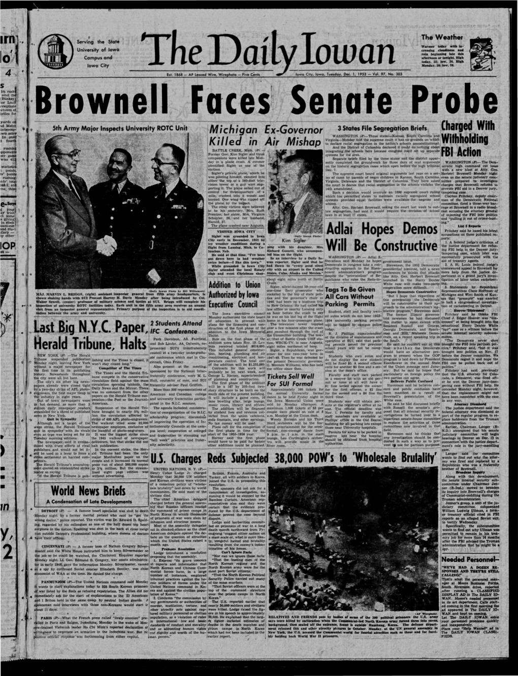 Daily Iowan (Iowa City, Iowa), 1953-12-01