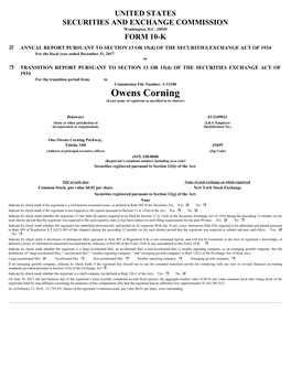 Owens Corning (Exact Name of Registrant As Specified in Its Charter)